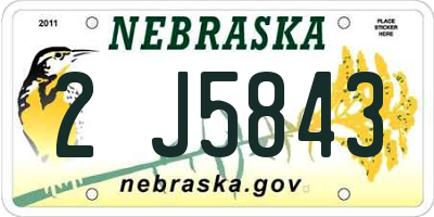NE license plate 2J5843