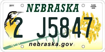 NE license plate 2J5847