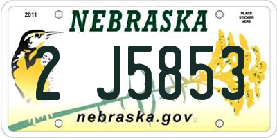 NE license plate 2J5853
