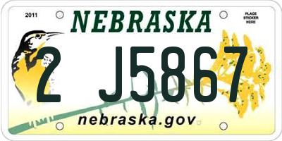 NE license plate 2J5867