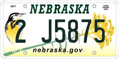 NE license plate 2J5875