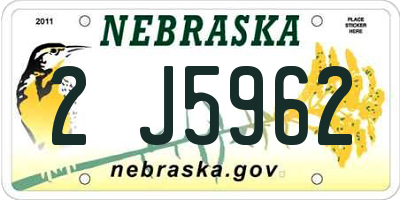 NE license plate 2J5962
