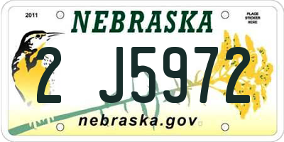 NE license plate 2J5972