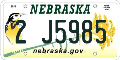 NE license plate 2J5985