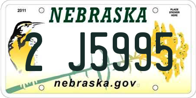 NE license plate 2J5995