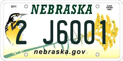 NE license plate 2J6001