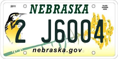 NE license plate 2J6004