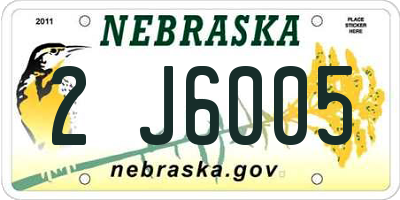 NE license plate 2J6005