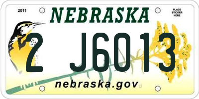 NE license plate 2J6013