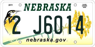 NE license plate 2J6014
