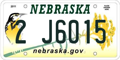 NE license plate 2J6015