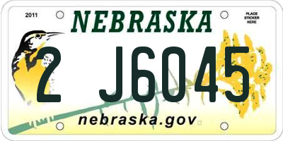 NE license plate 2J6045