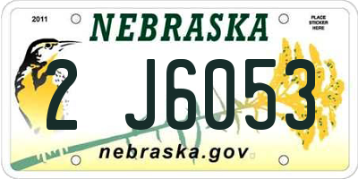 NE license plate 2J6053