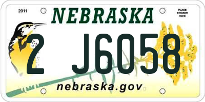 NE license plate 2J6058