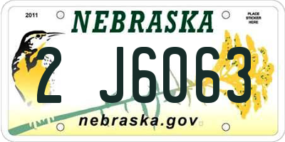 NE license plate 2J6063