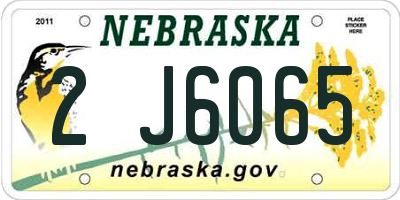 NE license plate 2J6065