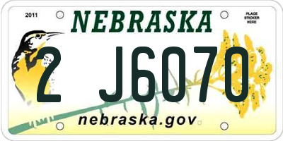 NE license plate 2J6070