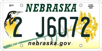 NE license plate 2J6072