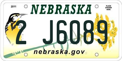 NE license plate 2J6089
