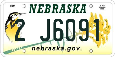 NE license plate 2J6091