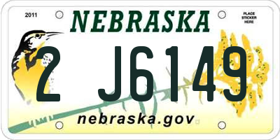 NE license plate 2J6149