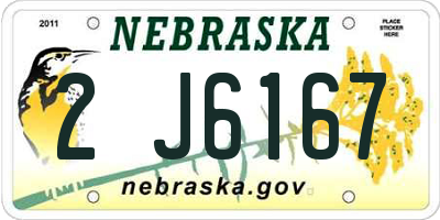 NE license plate 2J6167