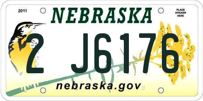 NE license plate 2J6176