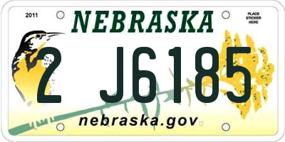 NE license plate 2J6185