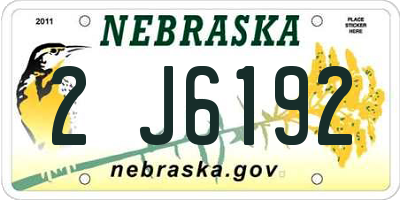 NE license plate 2J6192