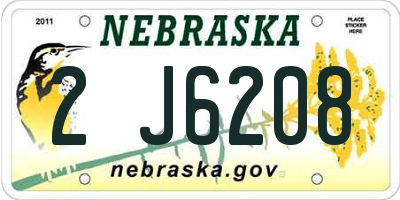 NE license plate 2J6208