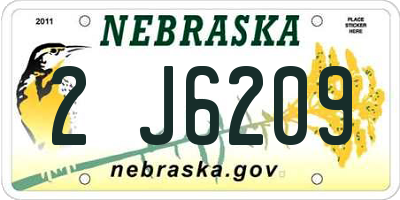 NE license plate 2J6209