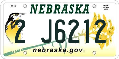 NE license plate 2J6212
