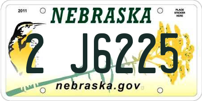 NE license plate 2J6225