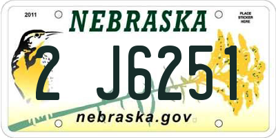 NE license plate 2J6251