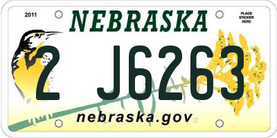 NE license plate 2J6263