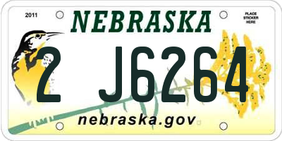 NE license plate 2J6264