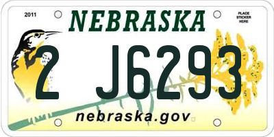 NE license plate 2J6293