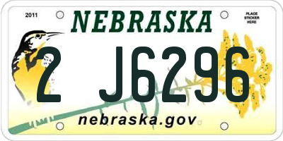 NE license plate 2J6296