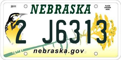 NE license plate 2J6313