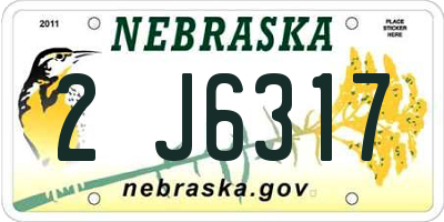 NE license plate 2J6317