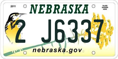 NE license plate 2J6337