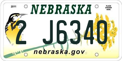 NE license plate 2J6340