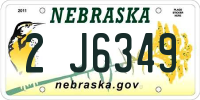 NE license plate 2J6349