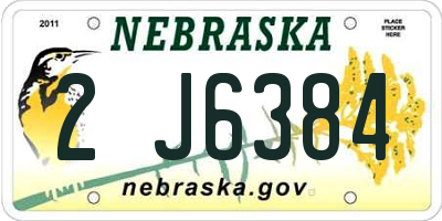 NE license plate 2J6384