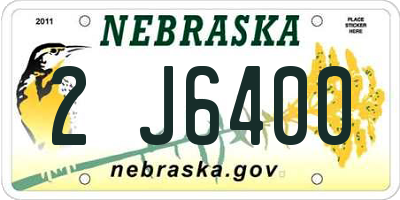 NE license plate 2J6400