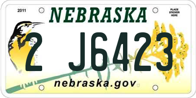 NE license plate 2J6423