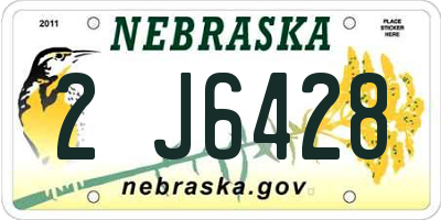 NE license plate 2J6428