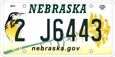 NE license plate 2J6443