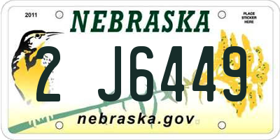 NE license plate 2J6449