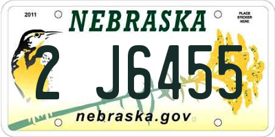 NE license plate 2J6455